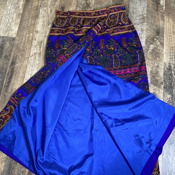 Carlisle Paisley Faux Wrap Skirt Silk wool blend - Picture 4 of 8